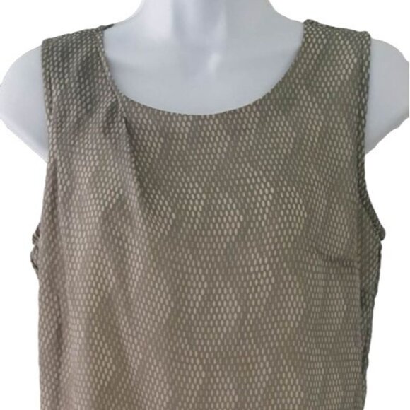 Gap Womens Career Sleeveless Top XS Beige Patterned Scoop Neck Asymmetrical - Picture 2 of 6